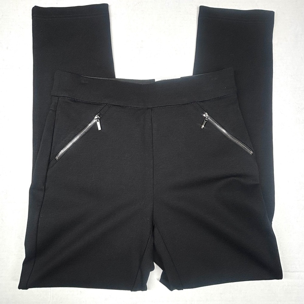 INC International Concepts Pull On Straight Leg Pants Womens 4P Black Career NWT